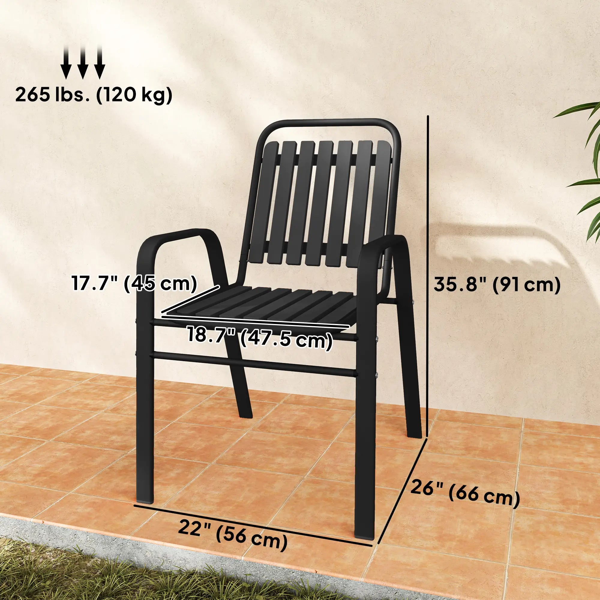 Stackable Outdoor Dining Chairs, Set of 4, Patio, Balcony, Black Patio Chairs at Gallery Canada