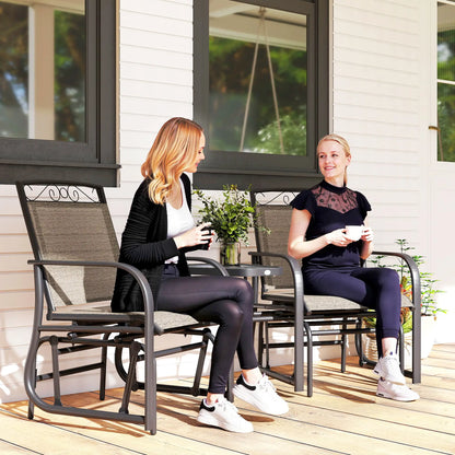 Outdoor Glider Bench with Coffee Table, 2-Seat Rocking Chair Swing, Brown Outdoor Gliders at Gallery Canada