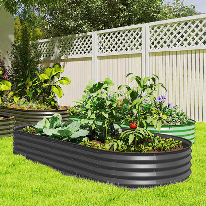 7' x 3' x 1' Galvanized Raised Garden Bed, Dark Grey Metal Planter Box, Dark Grey
