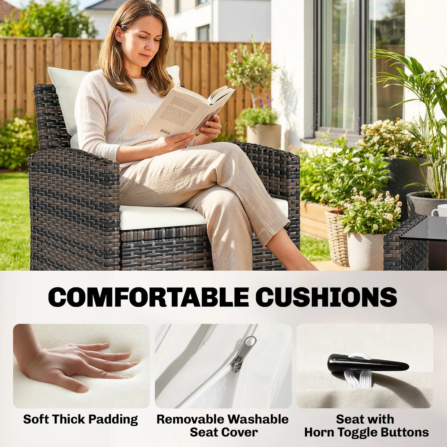 4 Piece Wicker Patio Furniture Set, Loveseat, Chairs, 2 Tier Table, Beige Patio Furniture Sets at Gallery Canada