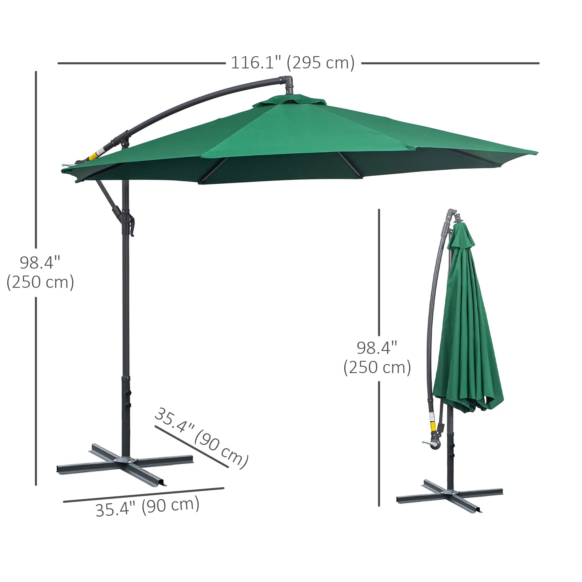 10' Deluxe Patio Umbrella, Offset Sunshade with Crank, Dark Green Cantilever Umbrellas at Gallery Canada