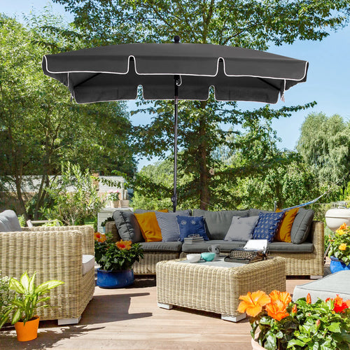 6.5x4ft Rectangle Patio Umbrella, Aluminum Tilt Adjustable, Grey