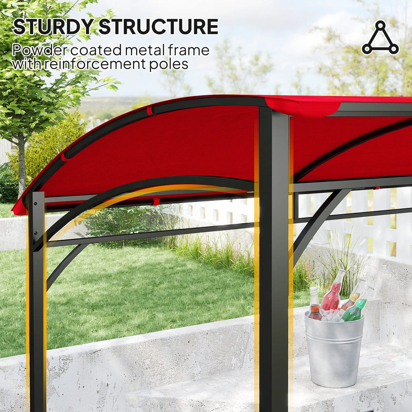 7' x 5' Garden Grill Canopy, BBQ Gazebo Tent, Steel Frame, Wine Red BBQ Grill Gazebos at Gallery Canada