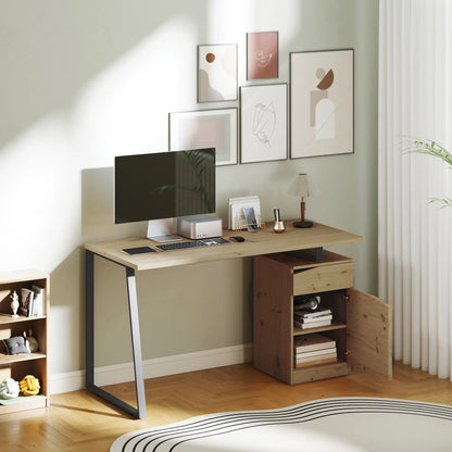 53 Inch Computer Desk, Writing Table with Cabinet, Drawer, Adjustable Shelf Office Desks & Work Stations at Gallery Canada