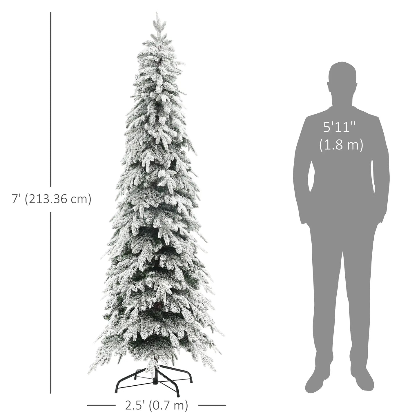 7ft Flocked Artificial Christmas Tree, 800 Tips, Auto Open, Steel Base, Green Flocked Christmas Trees at Gallery Canada