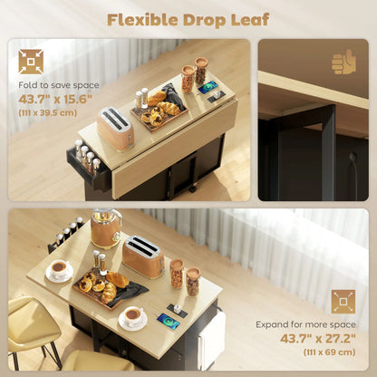 Kitchen Island With Storage, Rolling Cart, Charging Station, Drop Leaf Kitchen Islands & Kitchen Carts at Gallery Canada