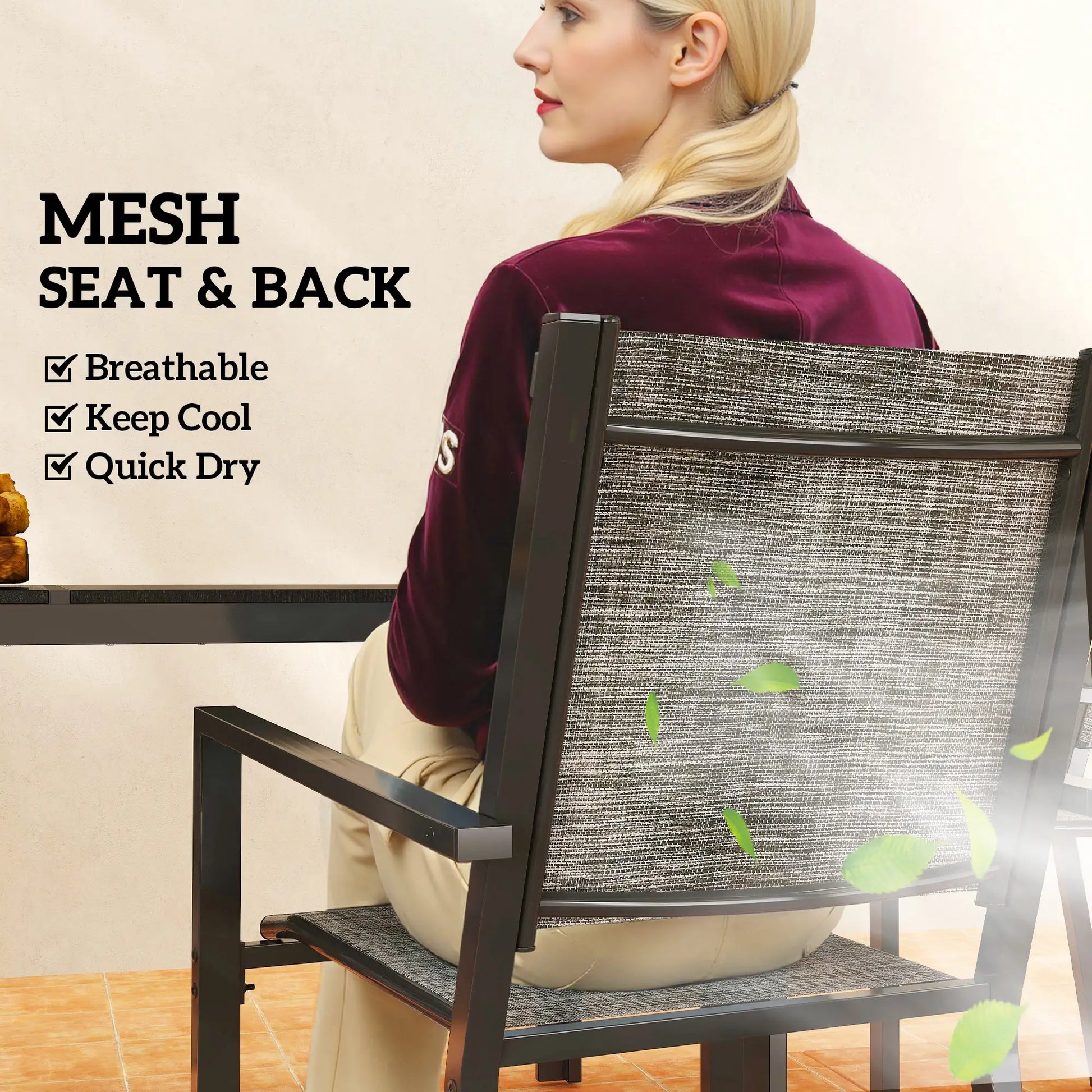 7-Piece Outdoor Dining Set, 6 Stackable Chairs, Rectangle Table, WPC Slatted Top Outdoor Dining Sets at Gallery Canada