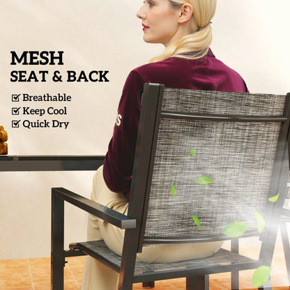 7-Piece Outdoor Dining Set, 6 Stackable Chairs, Rectangle Table, WPC Slatted Top Outdoor Dining Sets at Gallery Canada