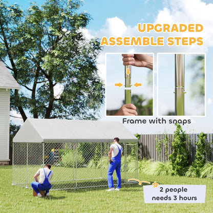 Galvanized Steel Outdoor Dog Kennel, Safety Lock, 13.1' x 7.5' x 7.8' Houses, Kennels & Pens at Gallery Canada