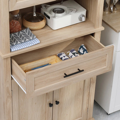Modern Kitchen Pantry Cabinet, Freestanding with Adjustable Shelves, Oak Kitchen Pantry Cabinets at Gallery Canada