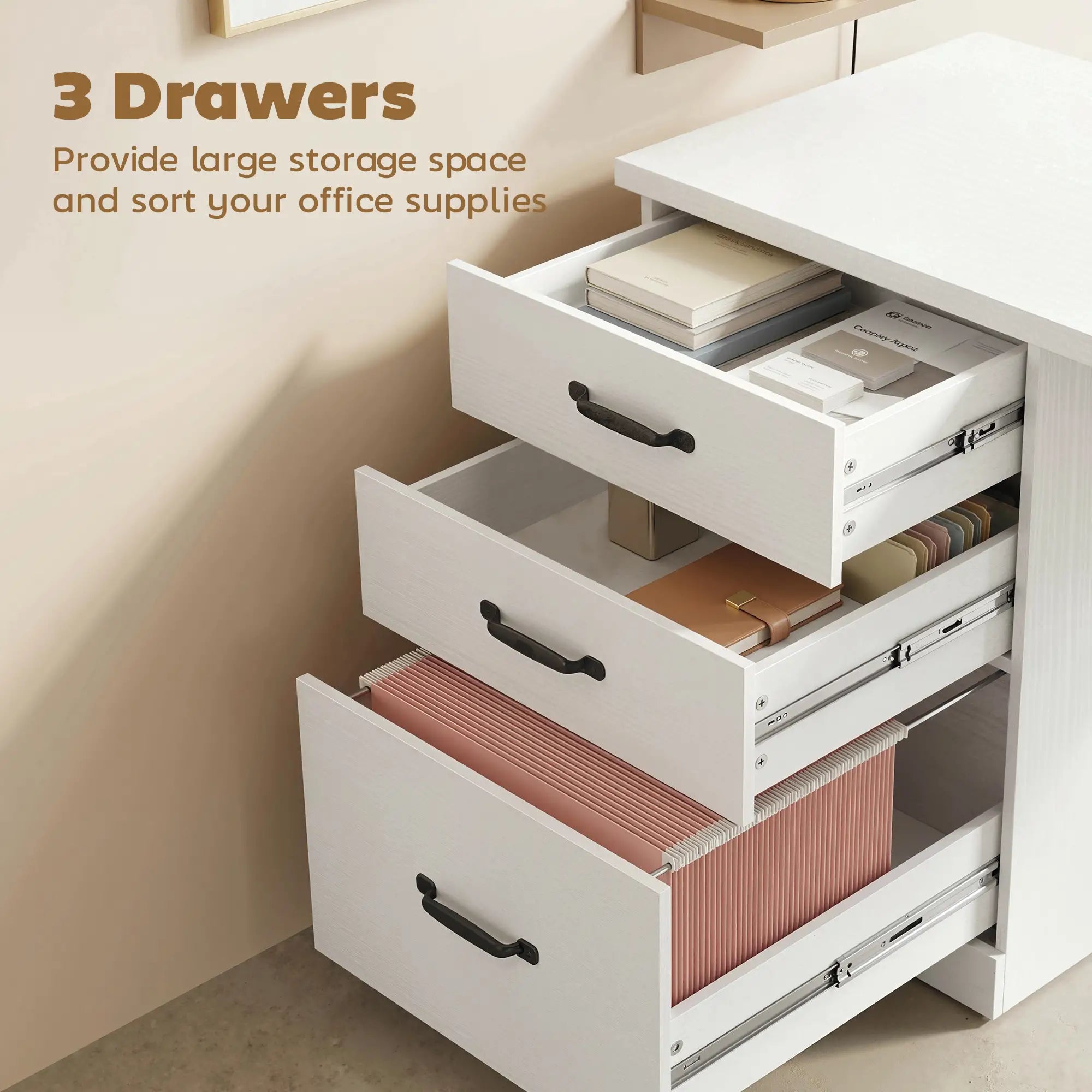 Computer Desk With 3 Drawers, 47