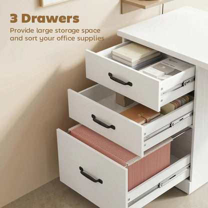 Computer Desk With 3 Drawers, 47", Adjustable Hanging Rails, White Writing Desks at Gallery Canada