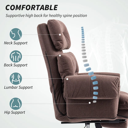 Reclining Executive Computer Desk Chair, Ergonomic Office Chair with Footrest and Thickly Padded, Coffee Office Chairs at Gallery Canada