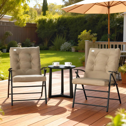 2 Outdoor Folding Chairs, Adjustable Backrest, Padded Camping Chairs, Khaki Patio Chairs at Gallery Canada