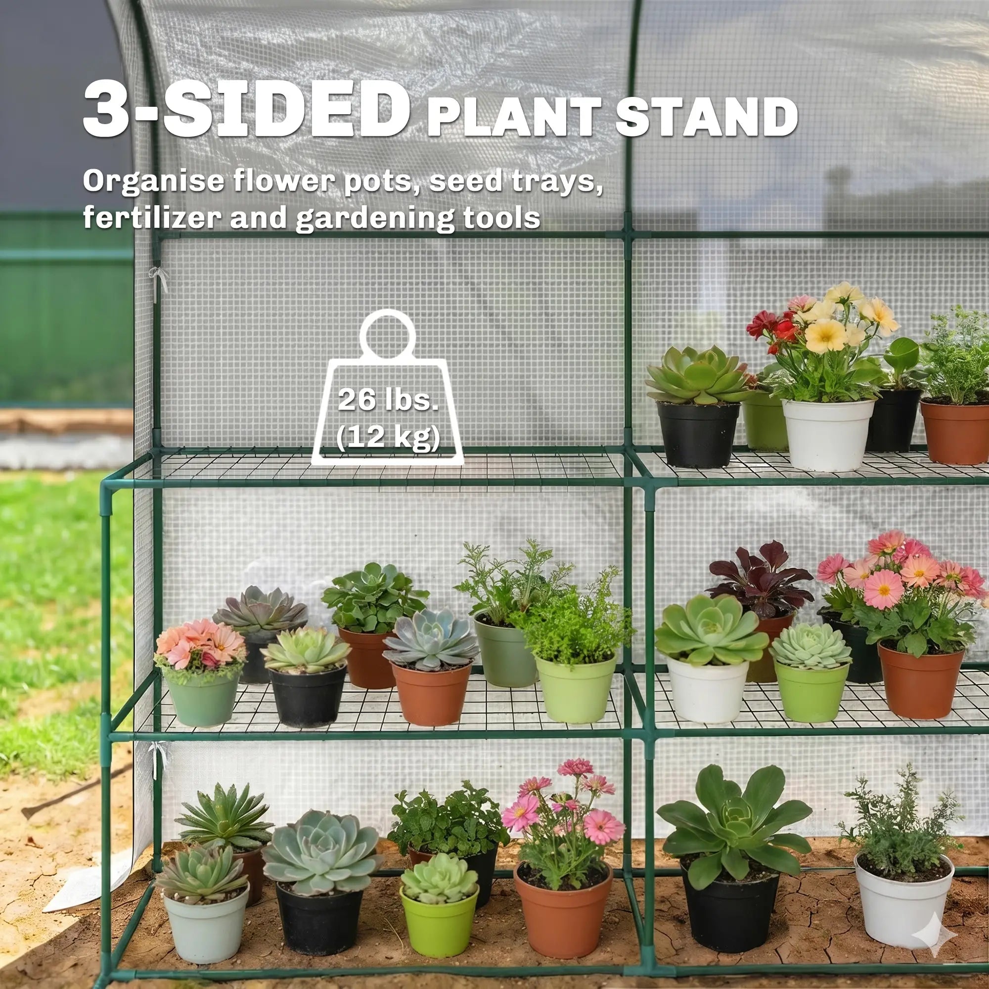 Walk-in Mini Greenhouse With Shelves, Portable Outdoor, 123 x 187 x 189 cm, White Greenhouses at Gallery Canada