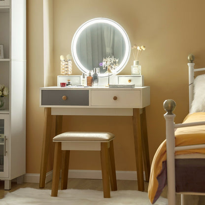 Makeup Dressing Table with 4 Drawers and Lighted Mirror, White Makeup Vanities at Gallery Canada