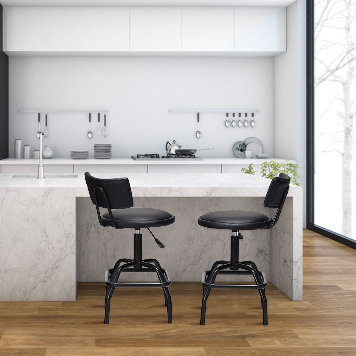 Adjustable Swivel Vintage PU Leather Bar Stool Bar Stools at Gallery Canada