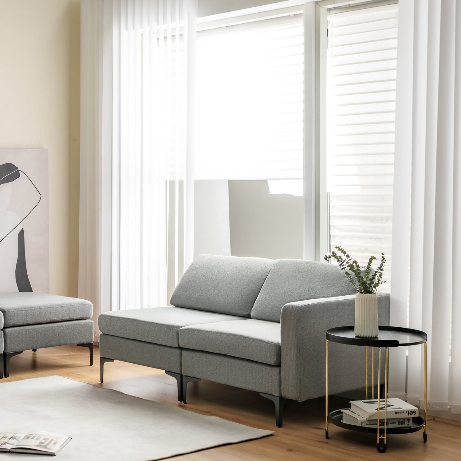 4-Seat L-Shaped Sectional Sofa, Reversible Ottoman, 2 USB Ports, Gray Sofas & Loveseats at Gallery Canada