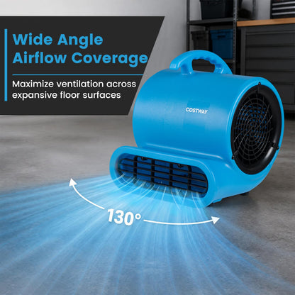 1/2 HP Air Mover 3-Speed 2800 CFM Commercial Fan, Blue