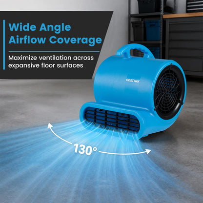 1/3 HP Air Mover 3-Speed 1000 CFM Blower Fan, Blue