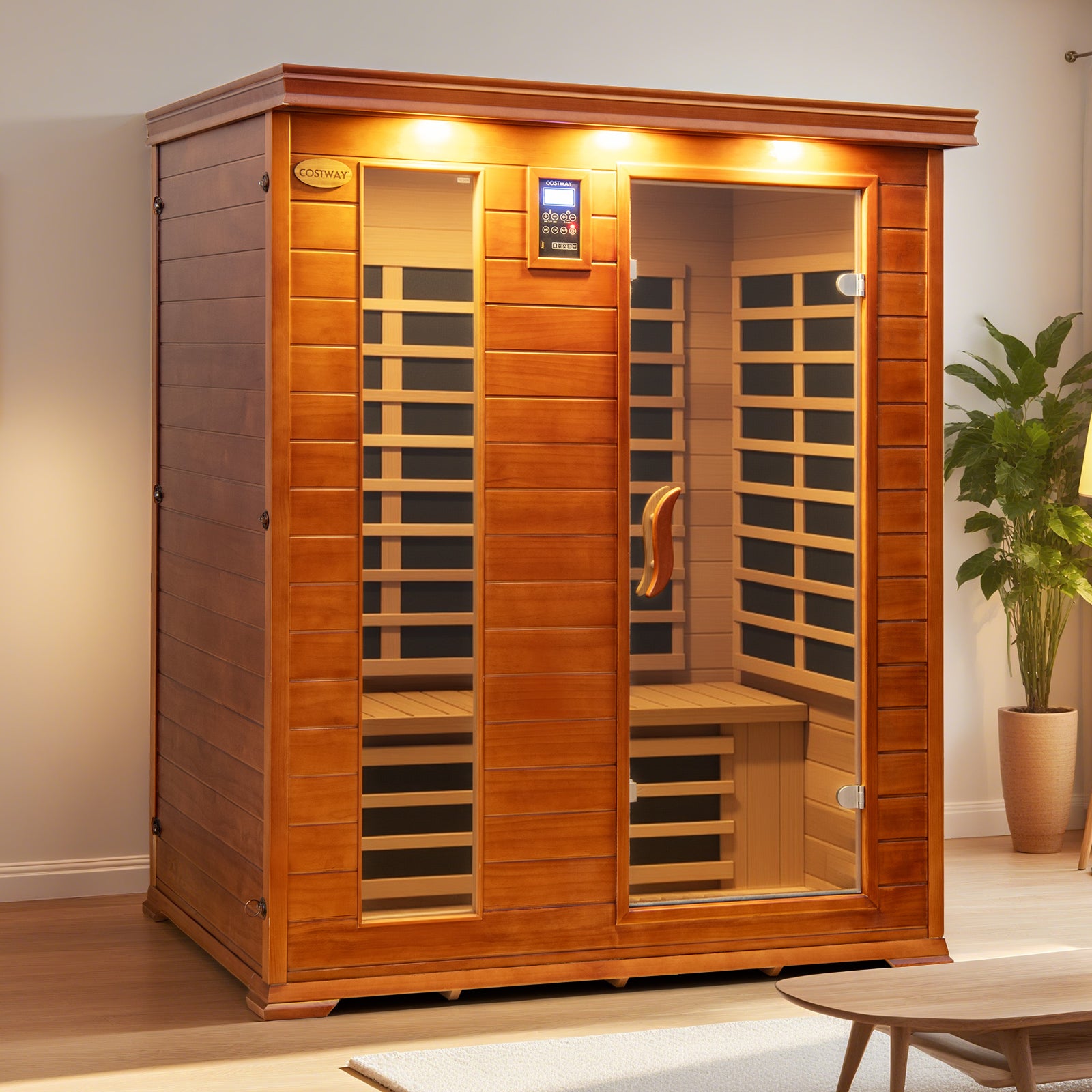 3 Persons Infrared Sauna Canadian Hemlock and Red Cedar Wood Far Infrared Sauna Room, Red Sauna at Gallery Canada