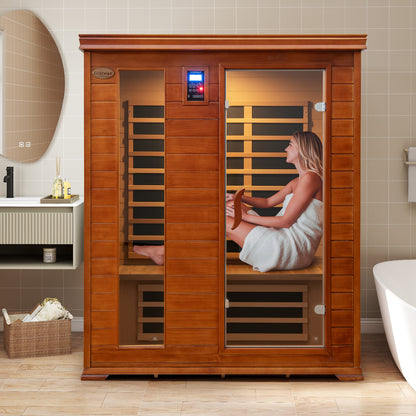 3 Persons Infrared Sauna Canadian Hemlock and Red Cedar Wood Far Infrared Sauna Room, Red Sauna at Gallery Canada