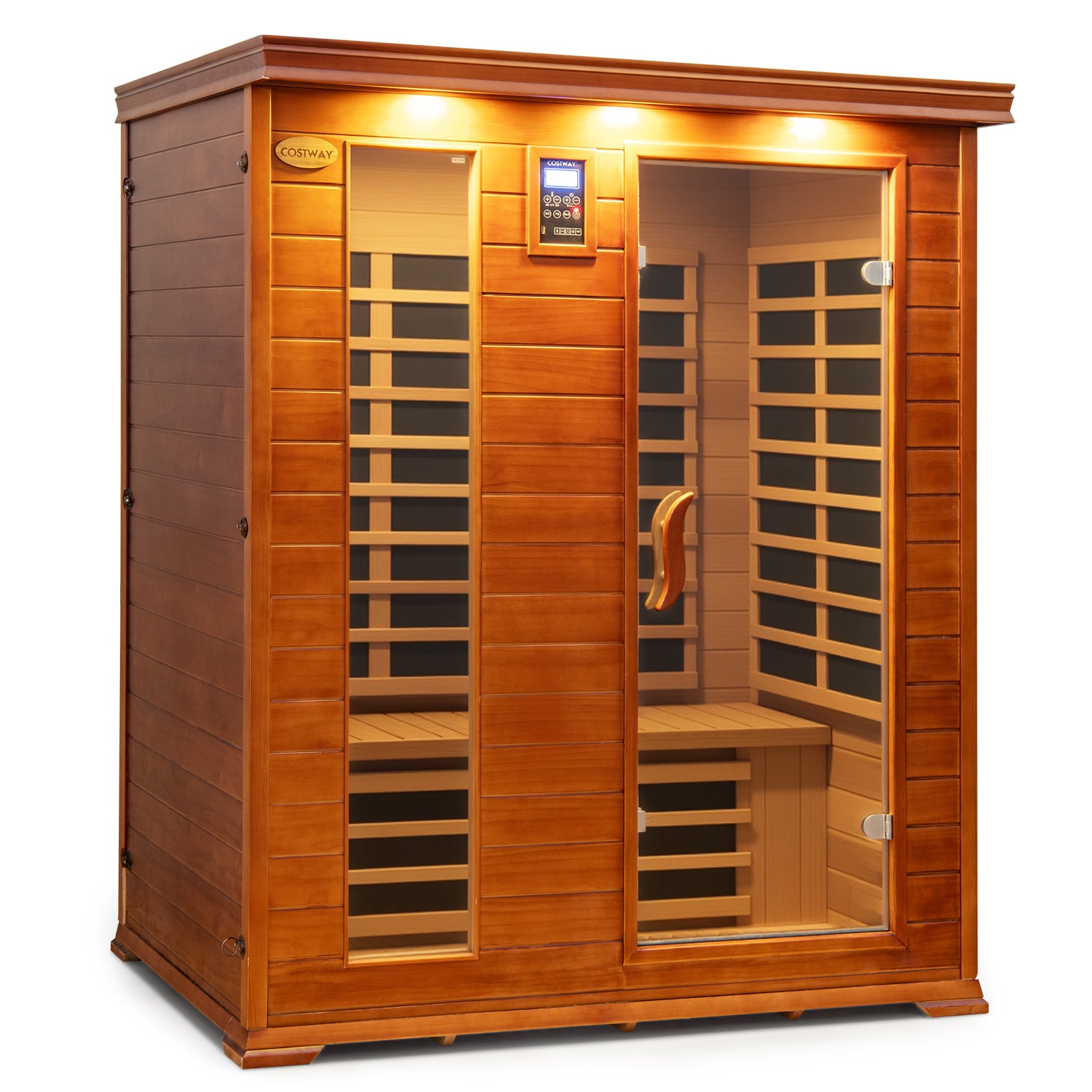 3 Persons Infrared Sauna Canadian Hemlock and Red Cedar Wood Far Infrared Sauna Room, Red Sauna Red at Gallery Canada