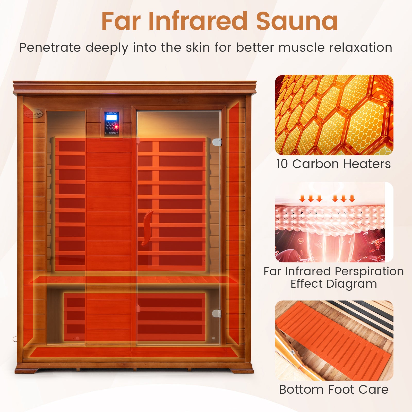 3 Persons Infrared Sauna Canadian Hemlock and Red Cedar Wood Far Infrared Sauna Room, Red Sauna at Gallery Canada