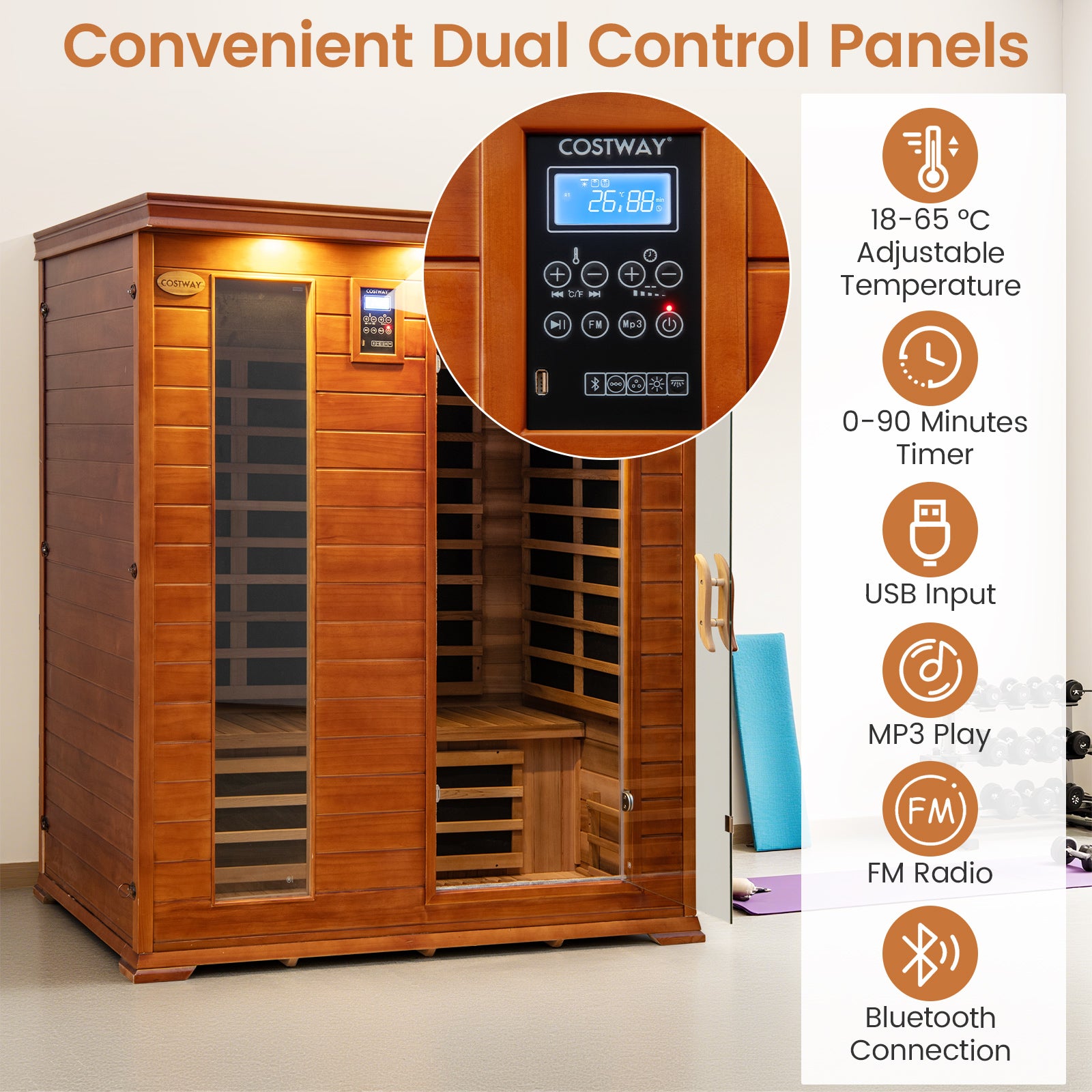 3 Persons Infrared Sauna Canadian Hemlock and Red Cedar Wood Far Infrared Sauna Room, Red Sauna at Gallery Canada