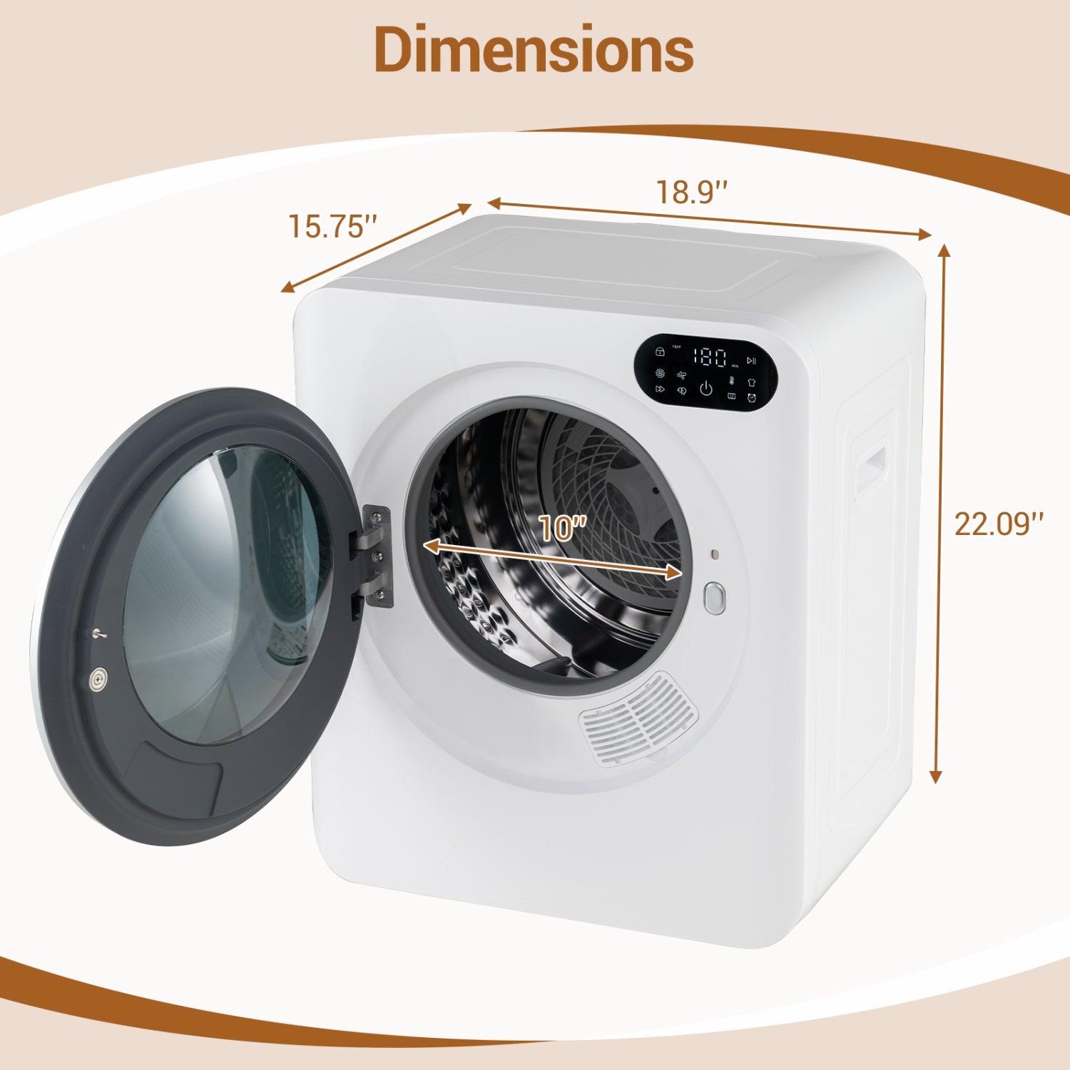 1.5 Cu.Ft Portable Clothes Dryer, LED Control, White Dryers at Gallery Canada