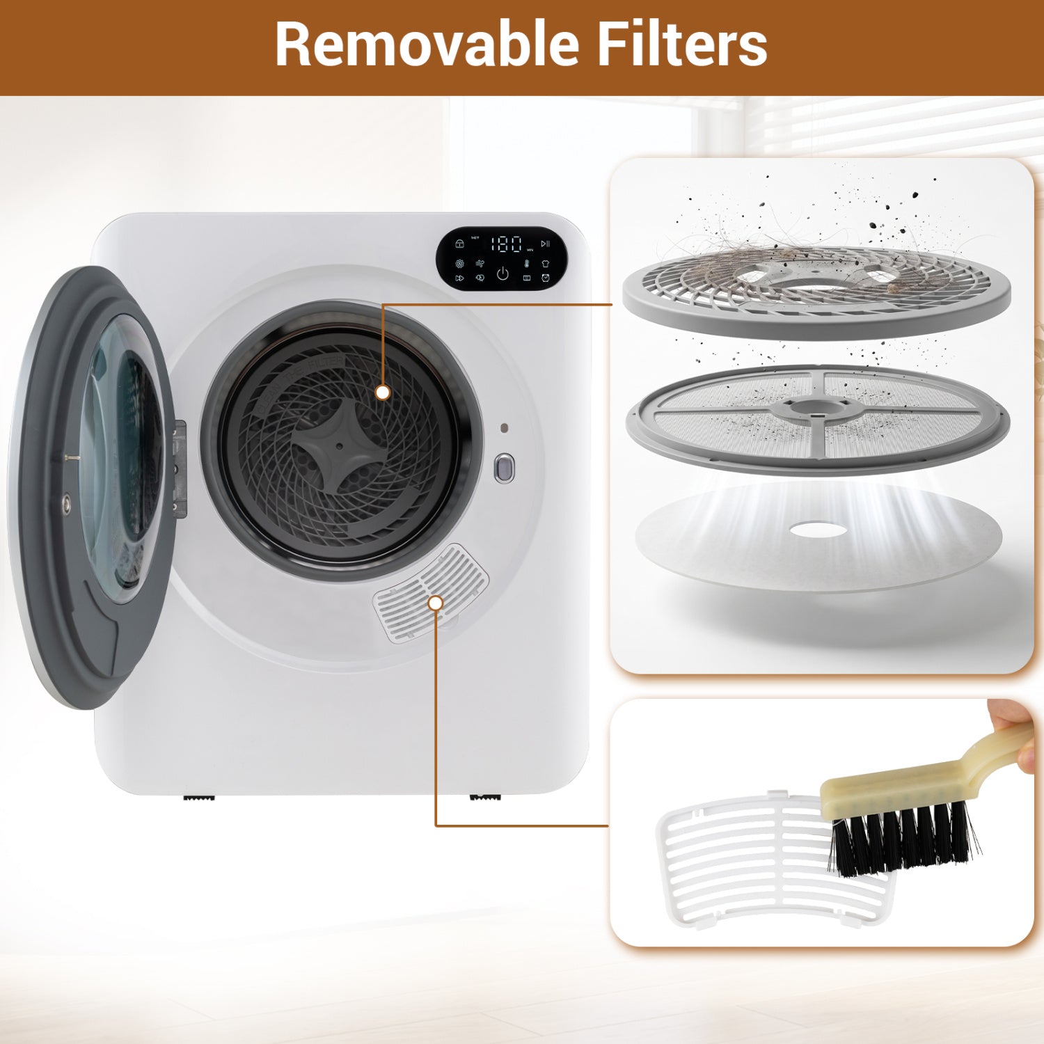 1.5 Cu.Ft Portable Clothes Dryer, LED Control, White Dryers at Gallery Canada