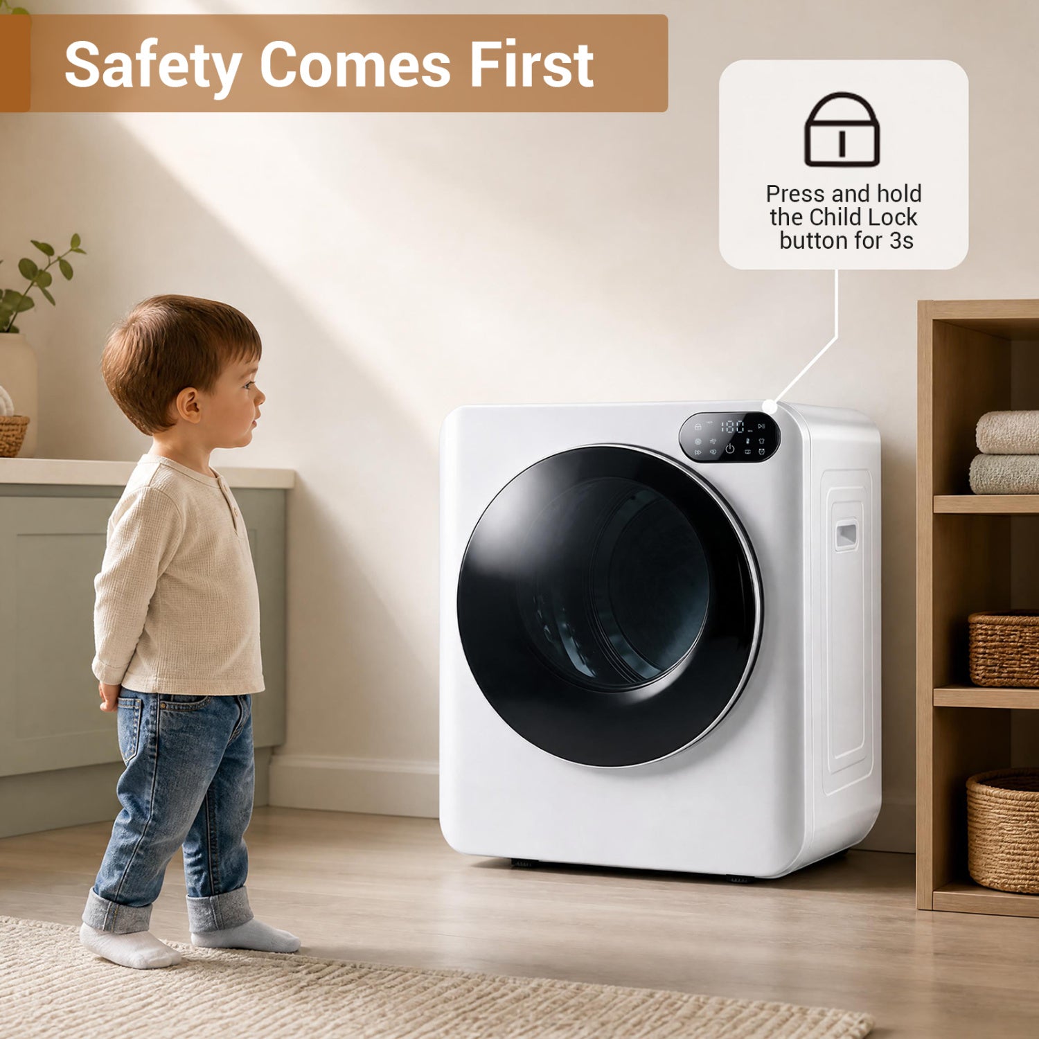 1.5 Cu.Ft Portable Clothes Dryer, LED Control, White Dryers at Gallery Canada