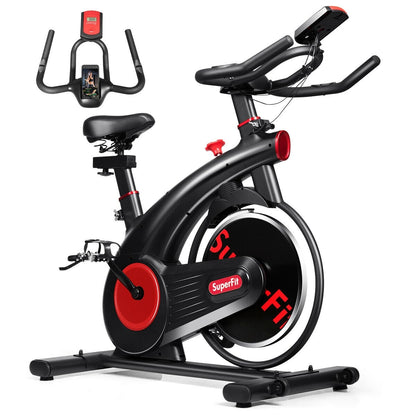Stationary Exercise Bike, 20LBS Flywheel, Silent Belt, Black