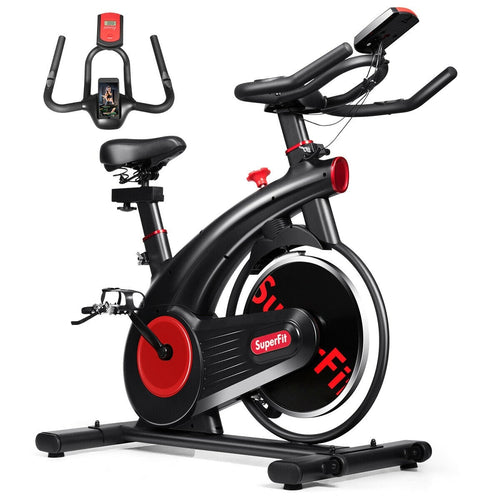 Stationary Exercise Bike, 20LBS Flywheel, Silent Belt, Black