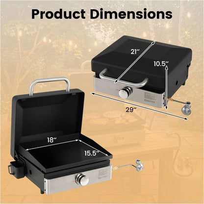 1-Burner Portable Gas Griddle, Non-Stick Ceramic, Black