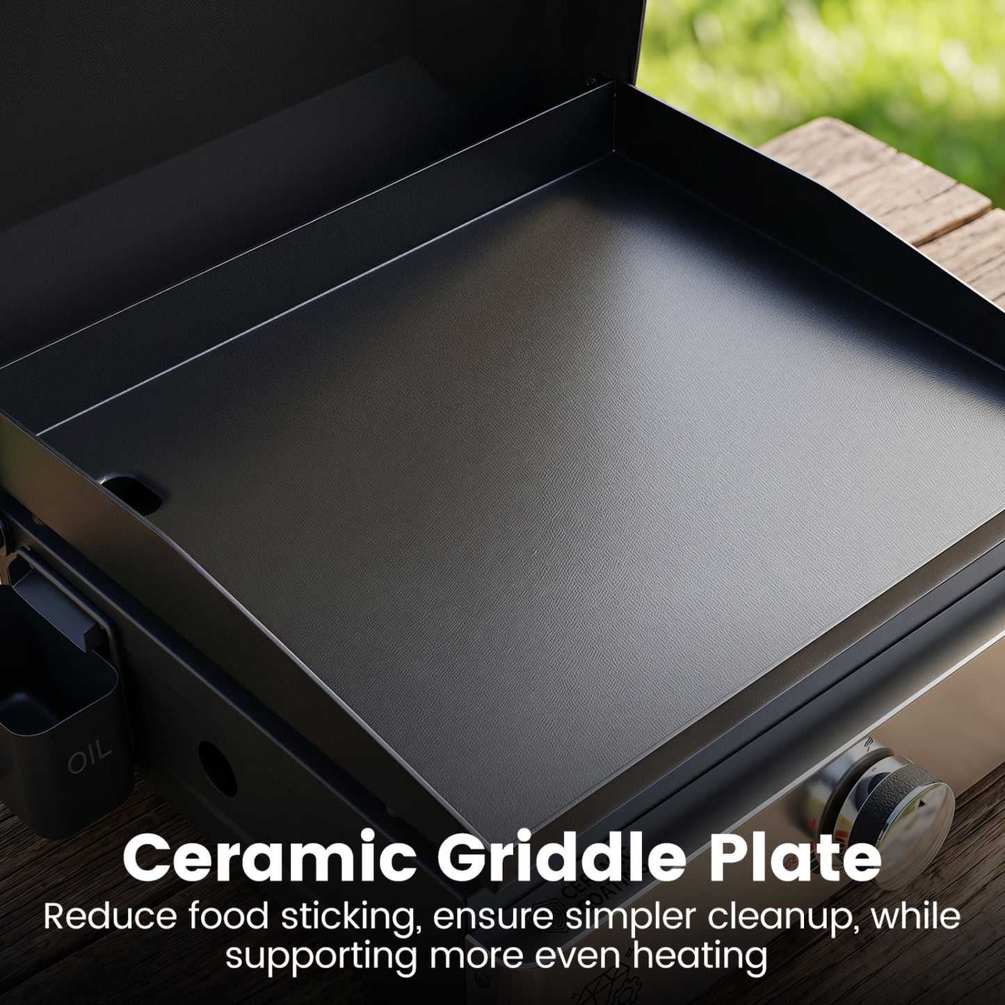 1-Burner Portable Gas Griddle, Non-Stick Ceramic, Black