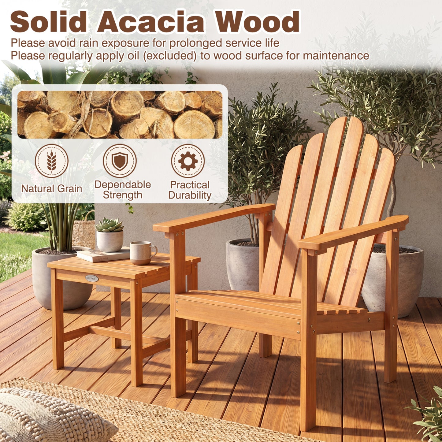 Stackable Adirondack Chairs, Solid Wood Patio Adirondack Chairs at Gallery Canada