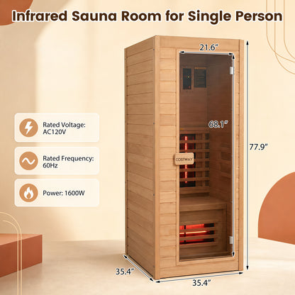 Sauna infrarouge lointain, bois de pruche du Canada, 1 personne