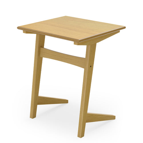 Wood Sofa Side Table, C-Shaped End Table, Wood Veneered Top, Natural