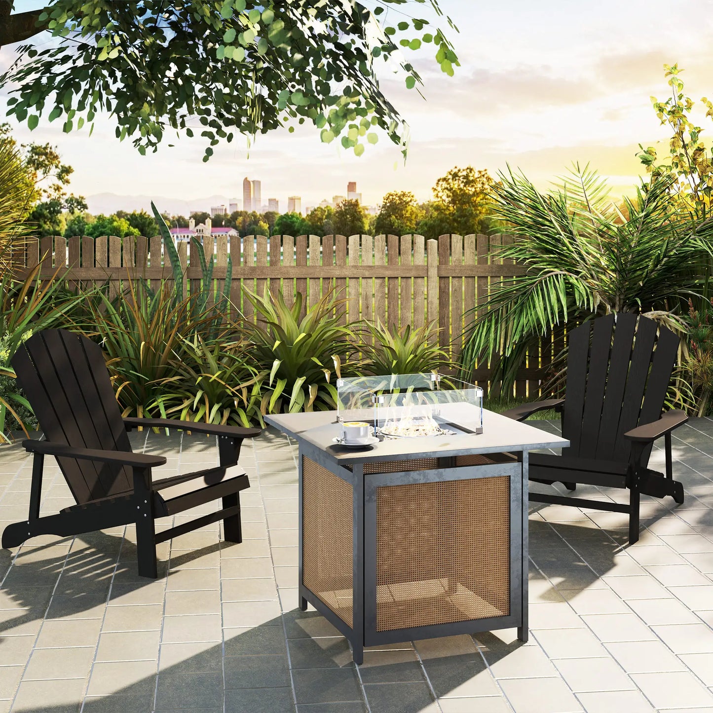 Wood Adirondack Chair, Outdoor Patio Chair, Slatted Design, Black Patio Chairs at Gallery Canada