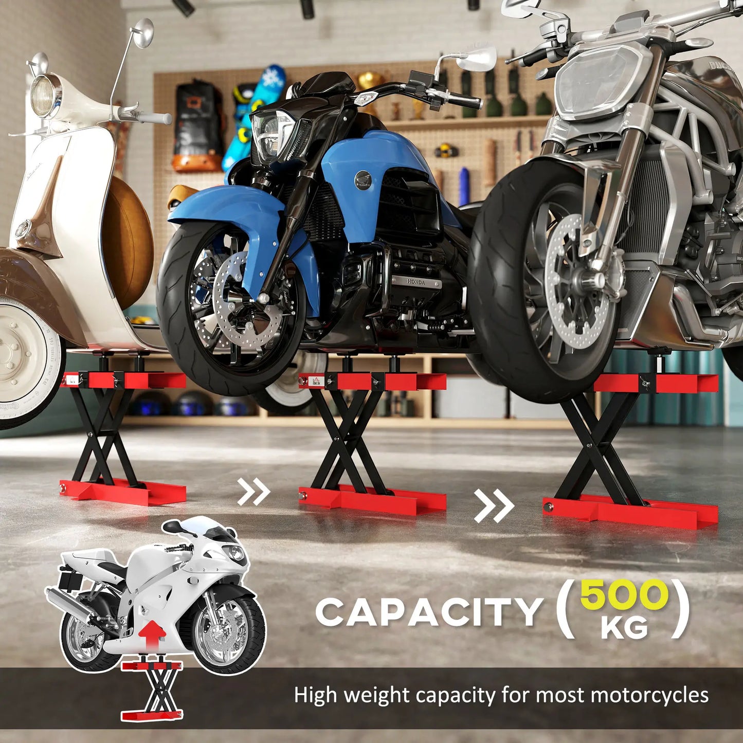 Motorcycle Scissor Lift Jack, 1100 lbs ATV Dirt Bike Stand, 3.7-15.7" Adjustable Height, Red Automotive at Gallery Canada
