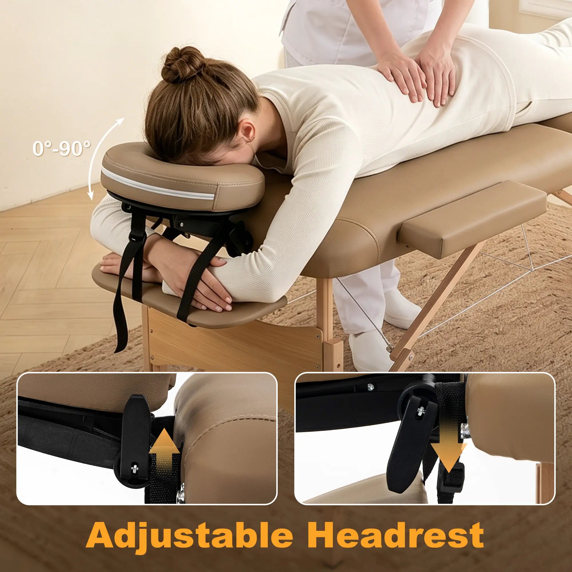 Height Adjustable Professional Salon Spa Facial Couch Bed, Portable Folding Massage Table, Light Brown Portable Massage Tables at Gallery Canada