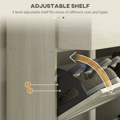 Slim Shoe Storage, 2 Flip Drawers, Adjustable Shelves, 12 Pair, Distressed, White Shoe Storage Cabinets & Racks at Gallery Canada