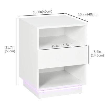LED Nightstand with Lights, Drawer, 2 Shelves, Remote, 15.7 Inch Bedside Tables at Gallery Canada