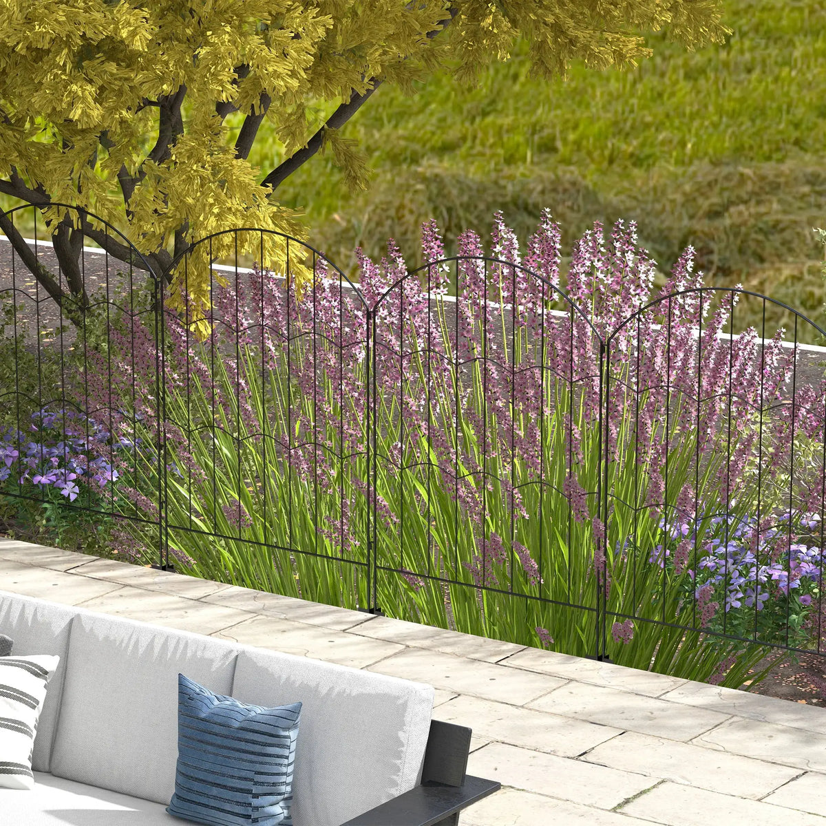 4 Pack Garden Fencing, Decorative Fence Panels, Circle, Wave, Black Garden Fences at Gallery Canada