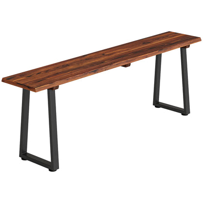 Outdoor Wood Bench For Two, 59" Backless Patio Garden Bench With Steel Legs Outdoor Benches at Gallery Canada