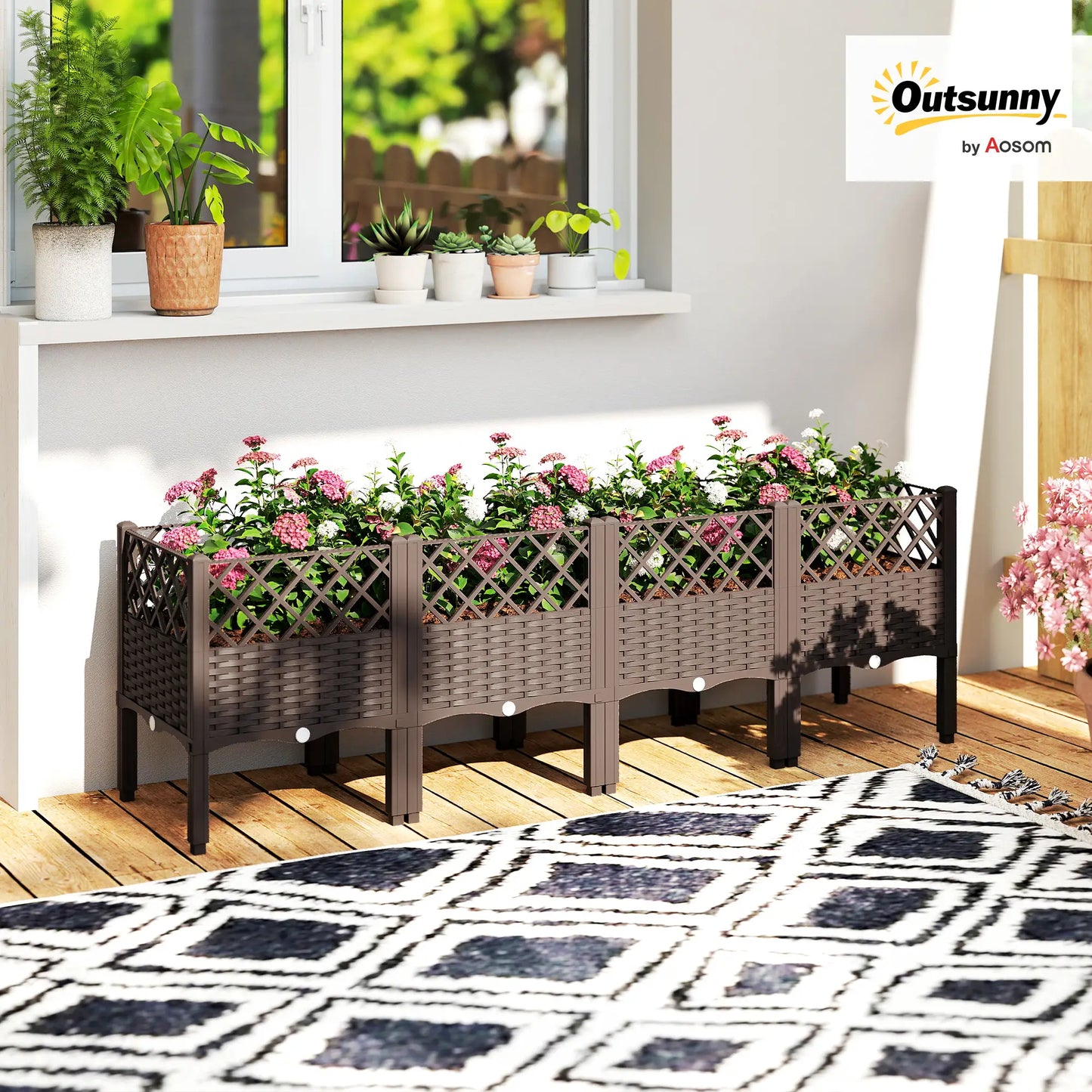 Raised Garden Bed With Legs, Self Watering Planter Box, 63" x 15.7" x 20.3" Elevated Garden Beds at Gallery Canada