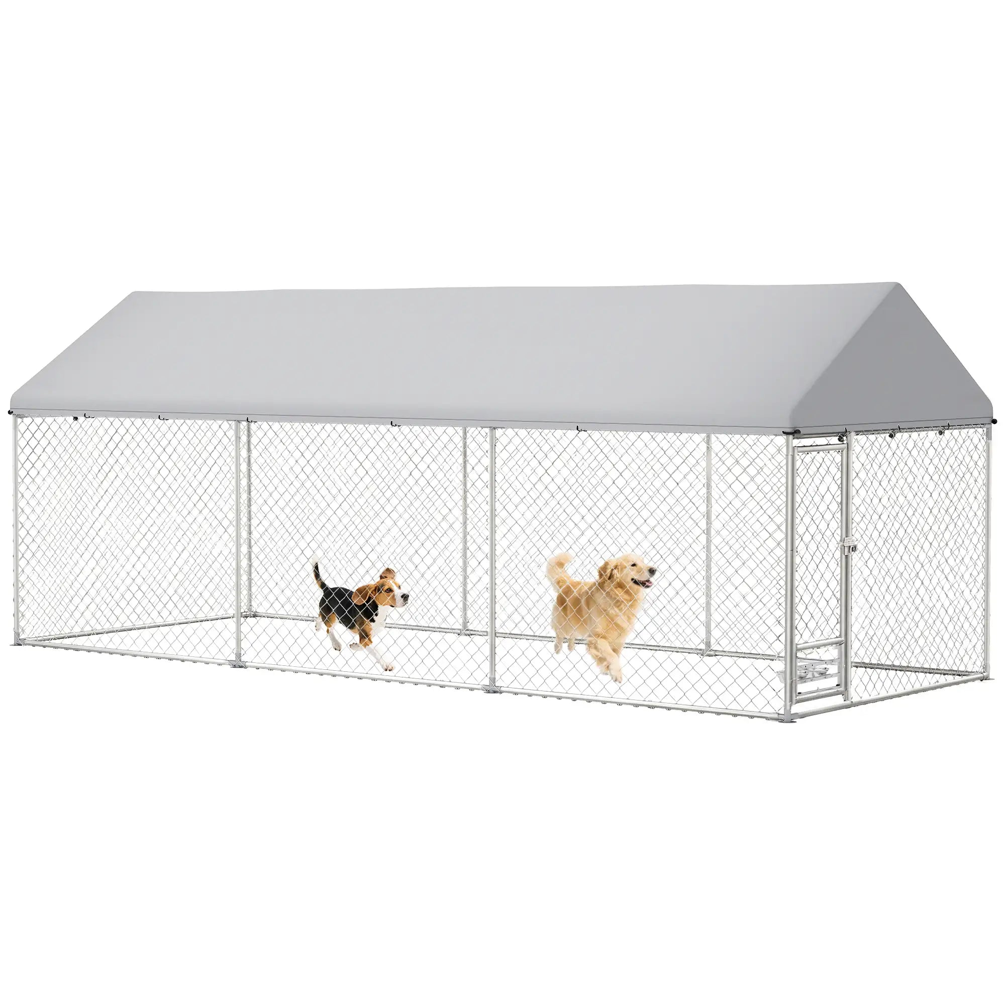 Outdoor Dog Run, Adjustable Bowls, Waterproof Cover, 19.7' x 7.5' x 7.5' Houses, Kennels & Pens at Gallery Canada