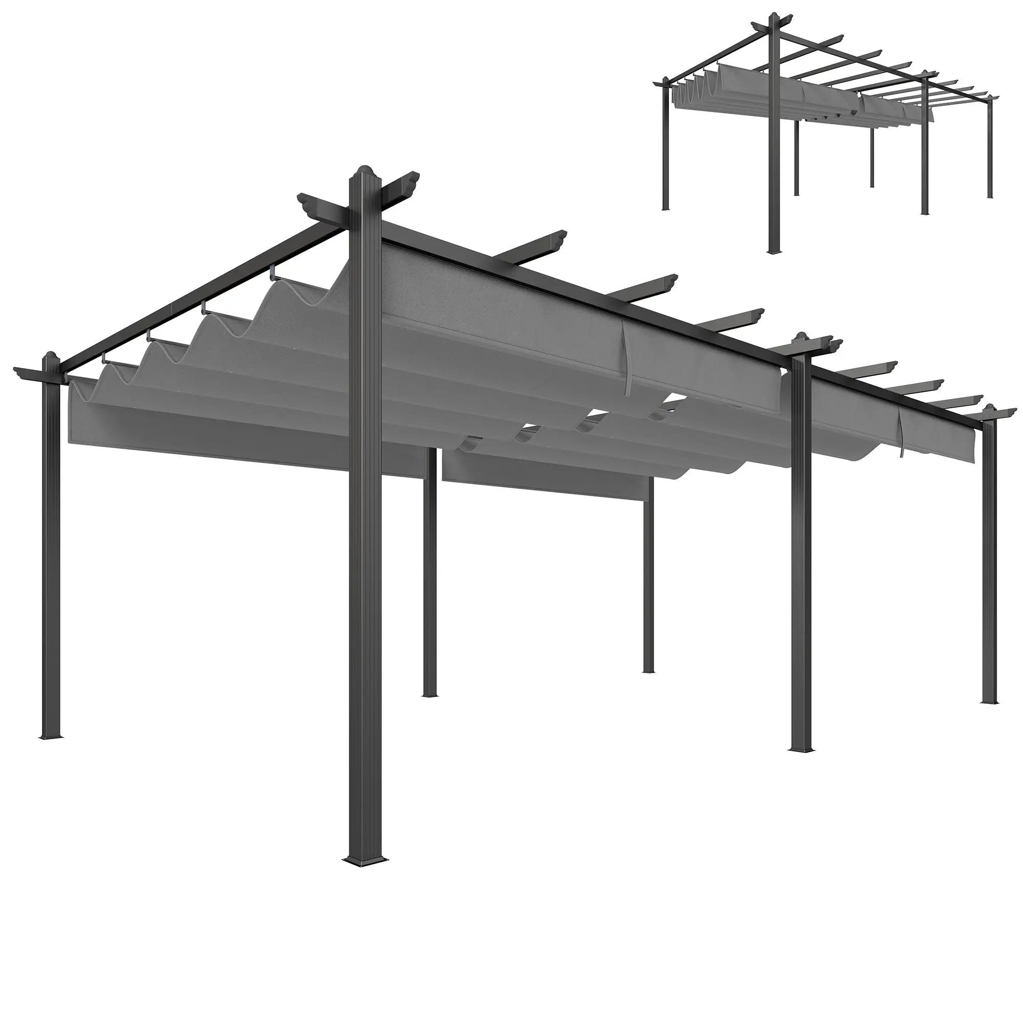 Retractable Pergola Canopy, 11.7' x 19.6', Aluminum, For Grill Patio Garden Deck Pergolas at Gallery Canada