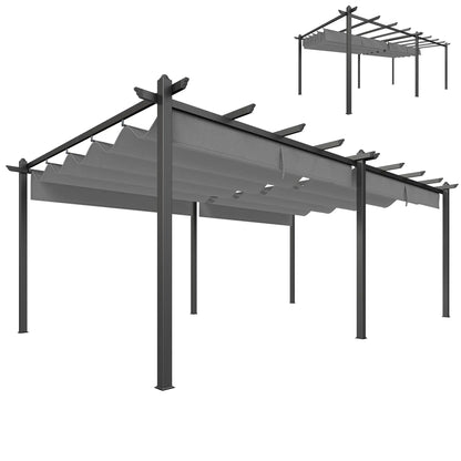 Retractable Pergola Canopy, 11.7' x 19.6', Aluminum, For Grill Patio Garden Deck Pergolas at Gallery Canada